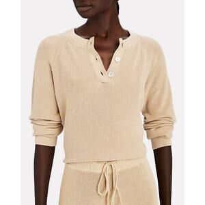 Rails Piper Tan Long Sleeve Cashmere Blend Henley Sweater Size Large